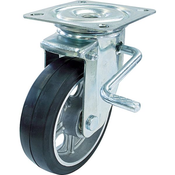 新型プレスキャスター右Ｓ付自在車　２００径アルミホイルゴム車輪