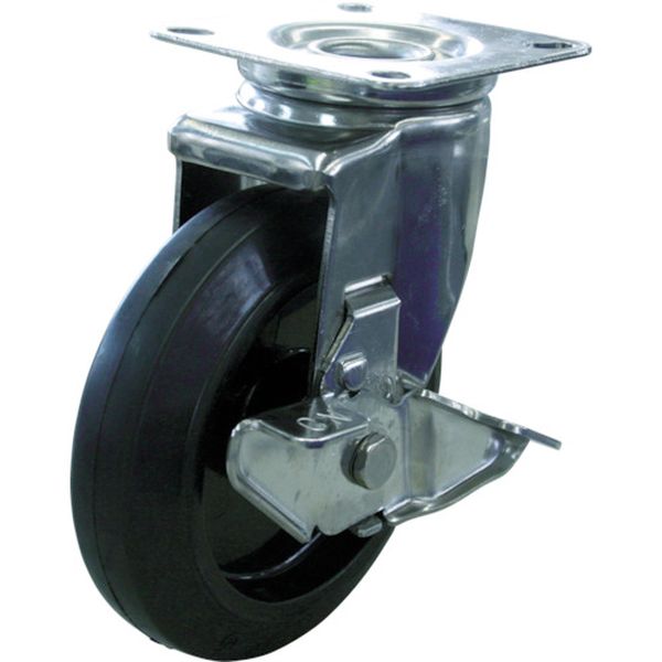 キャスターステンレス製Ｓ付自在車　１５０径ナイロンホイルゴム車