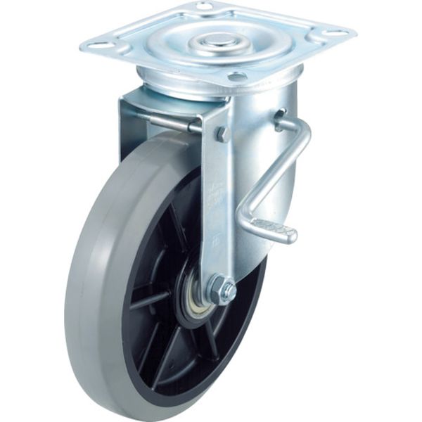 エアーキャスター（自在車ストッパー付）　２００ｍｍ　ウレタン車