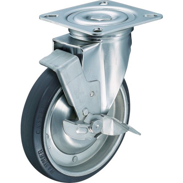 Ｓシリーズオールステンレス自在ＳＰ付ゴム車２００ｍｍ