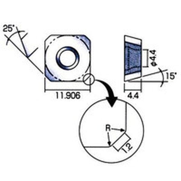 フェイス加工用Sタイプ並級チップ 超硬M種 TiAlN ポジタイプ 12個入り