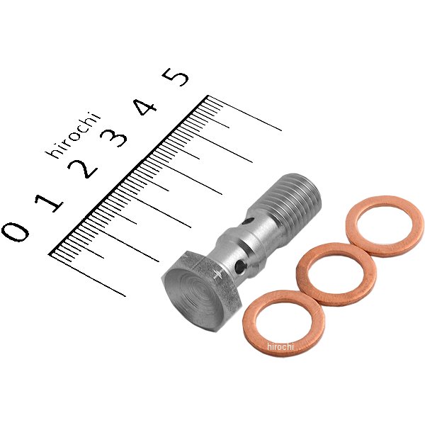 P バンジョー ボルト ダブル 10mmX1.25インチ(32mm) ホンダ、トライアンフ ステンレス