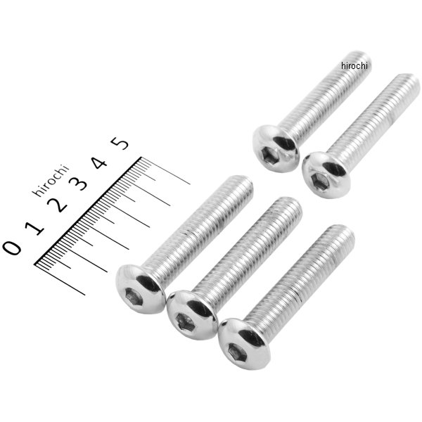 六角穴付きボタンボルト 3/8"x 16 x 2インチ(51mm) クローム (5個入り)