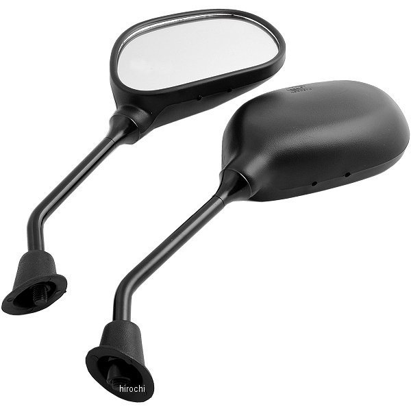 ミラー 7号 楕円 ヤマハ 逆ネジ8mm 黒