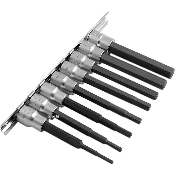 3/8インチsq ヘックスビットソケットレールセット 全長100mm 8ヶ組 ミリサイズ