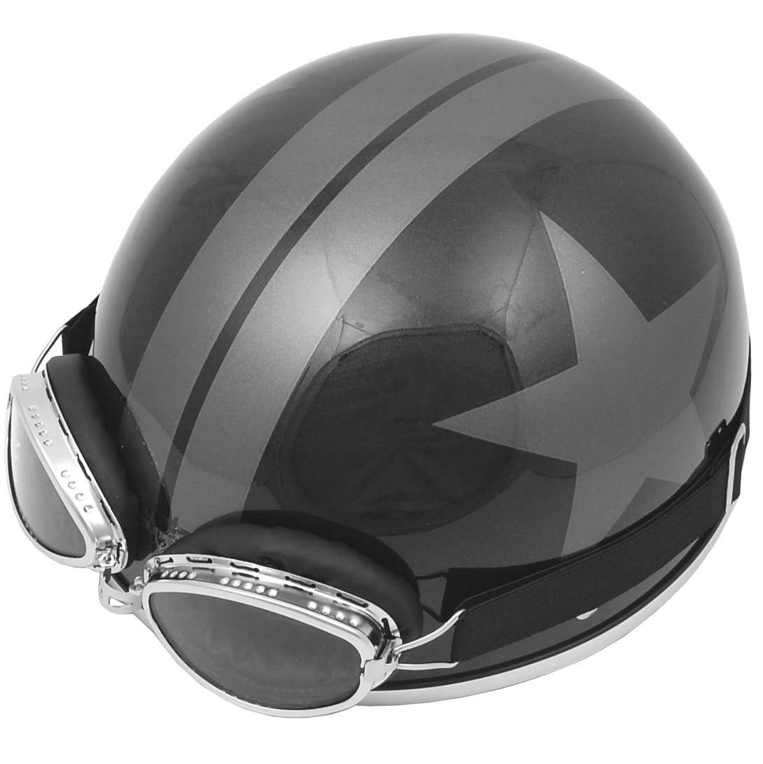 ハーフヘルメット CL-950B 黒/ガンメタ/スター ビッグサイズ(60-62cm)