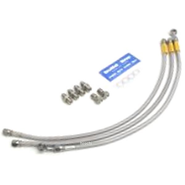 グッドリッジ ビルドアライン フロント ブレーキホースキット 3本タイプ 81年-83年 GSX400 (アンチダイブ) ステンレス/クリア