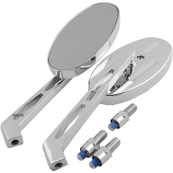 ミラー オーバルビレット クローム ロングステム(左右ペア)