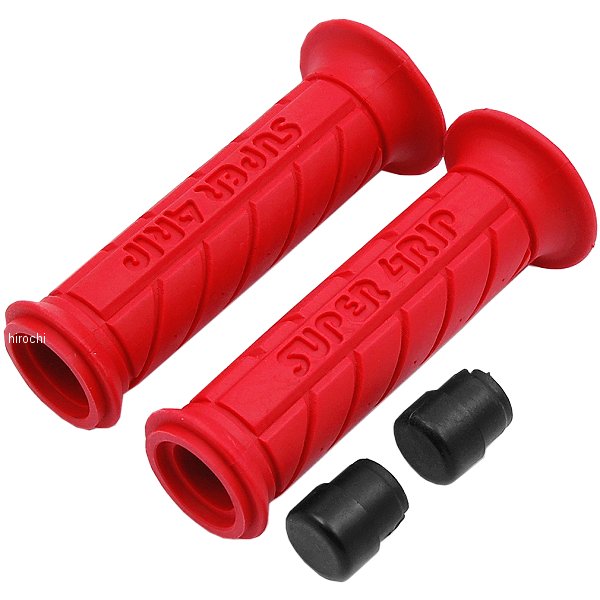 カラーグリップ 汎用φ22.2 貫通式 バーエンド付 赤