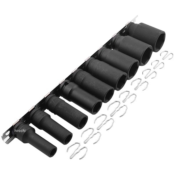 3/8インチsq 薄肉インパクトセミディープソケットレールセット 9ヶ組