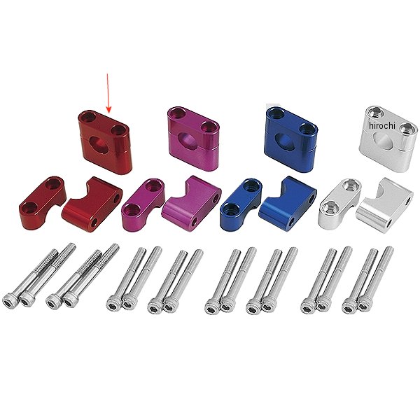 ハンドル10mmアップブラケットセット 89年-09年 ゼファー1100、ゼファー750、ゼファーχ 赤