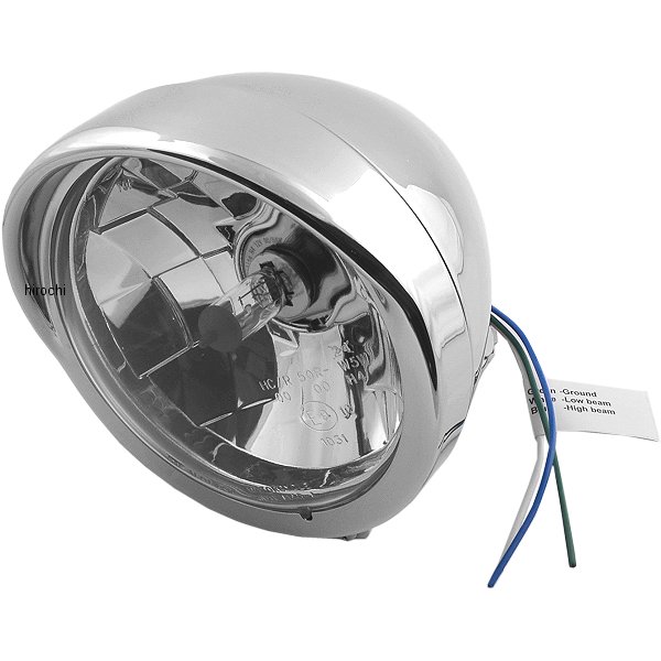 ヘッドライト 5.75インチ H4 バイザー クリアレンズ/クローム