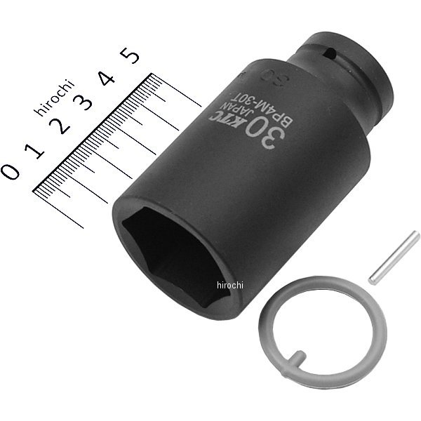 12.7sq インパクトレンチ用ソケット(セミディープ薄肉) ピン・リング付 30mm
