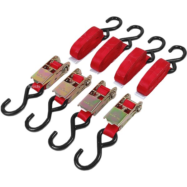 幅1インチ(25mm)x12フィート(3.6m) ラチェット タイダウン (4本入り)