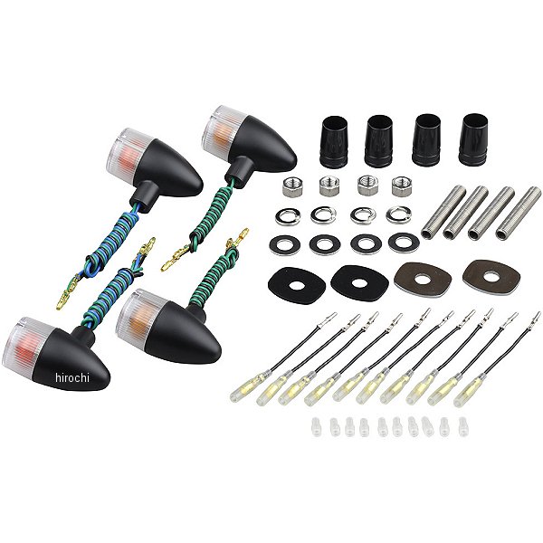 クラシカル砲弾タイプウインカーセット 89年-09年 ゼファー1100、ゼファー750、ゼファーχ 黒/クリア