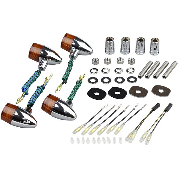 クラシカル砲弾タイプウインカーセット 00年-09年 ゼファー1100、ゼファー750、ゼファーχ クローム/オレンジ