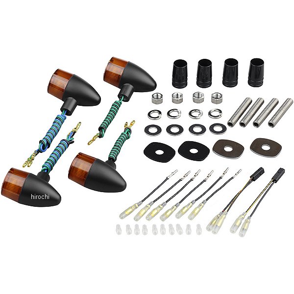 クラシカル砲弾タイプウインカーセット 00年-09年 ゼファー1100、ゼファー750、ゼファーχ 黒/オレンジ