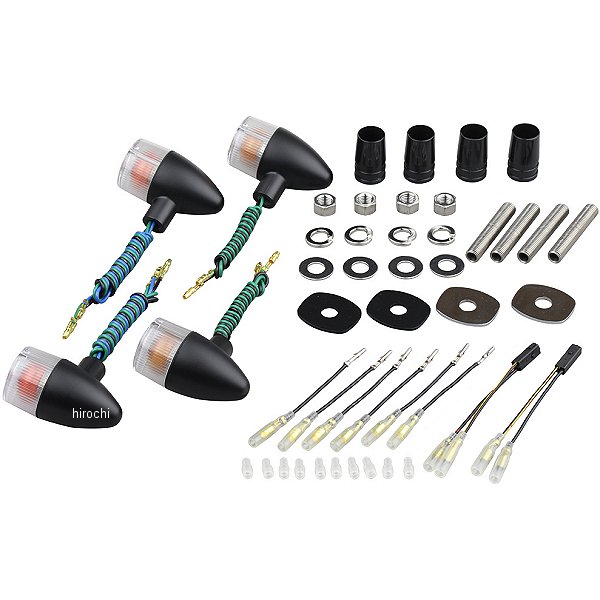 クラシカル砲弾タイプウインカーセット 00年-09年 ゼファー1100、ゼファー750、ゼファーχ 黒/クリア