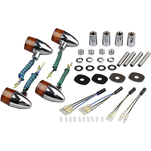 クラシカル砲弾タイプウインカーセット 01年-08年 ゼファー750、ZRX400 クローム/オレンジ