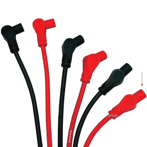 スピードプロツインシリコンプラグコードT-2 ジョイント付き 外径φ8mm 長さ550mm 角度 180度 赤