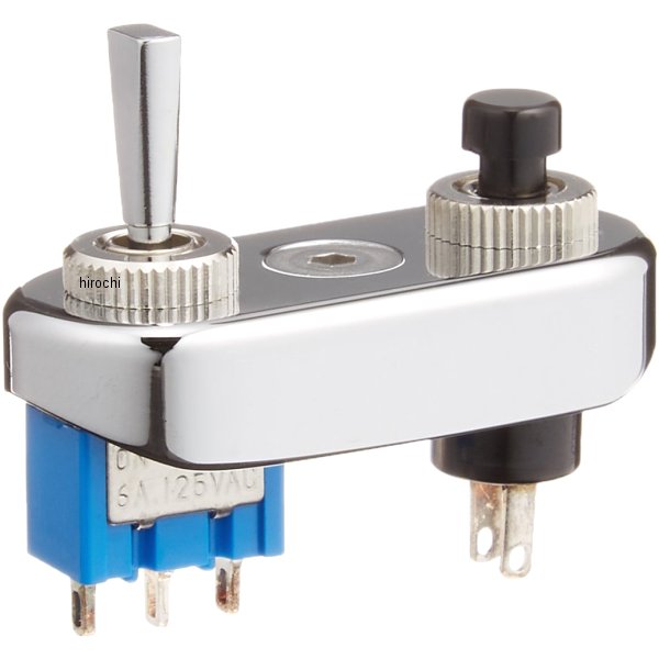 ミニスイッチ ウインカー/ホーン 1インチ(25.4mm)ハンドル用 フラットレバー クローム