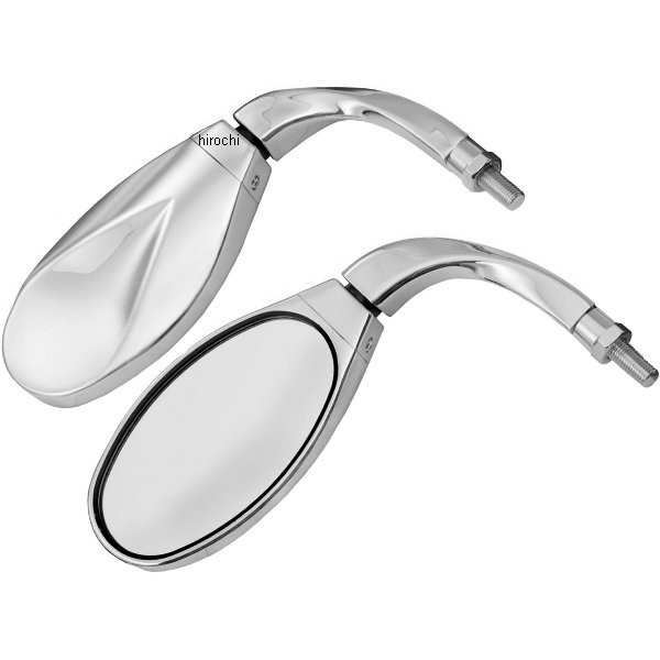 418689   ショート ツイスト ミラー ホンダ、カワサキ、スズキ クローム 左右ペア