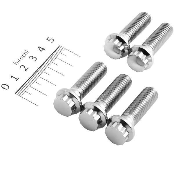ボルト 12角 7/16-14 x 1.5インチ(38mm) ポリッシュ (5個入り)