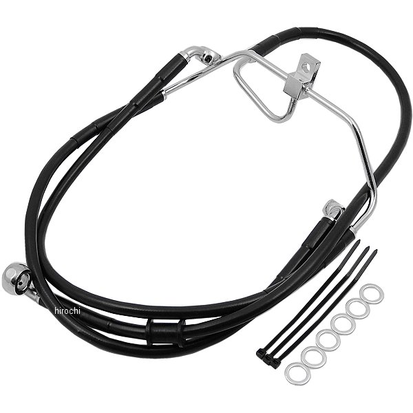 フロント ブレーキライン 黒ステンレス 08年以降 FXDF ABS無 +4インチ