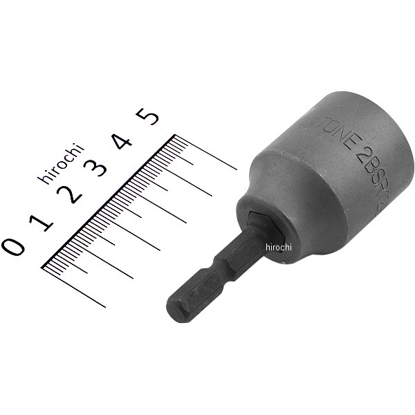 充電式電動ドリル用 全ねじソケット 全ネジ3/8(Φ9.5) 長さ 66mm ビット 二面幅 6.35mm (1/4インチ)