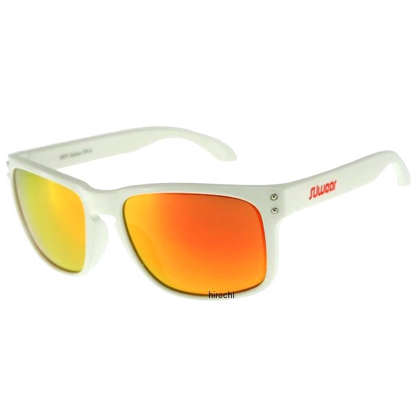 サングラス 白 フリーサイズ レッドレボレンズ