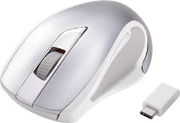 BlueLEDマウス TypeCコネクタ 無線5ボタン シルバー