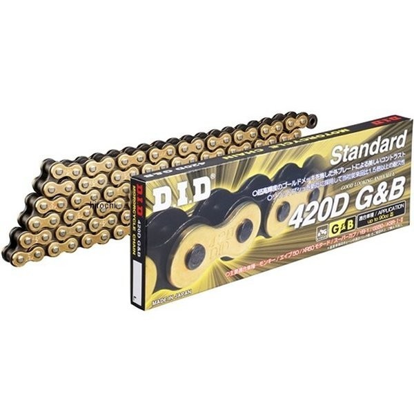 チェーン 420D スタンダード シリーズ ゴールド/黒 84L クリップ