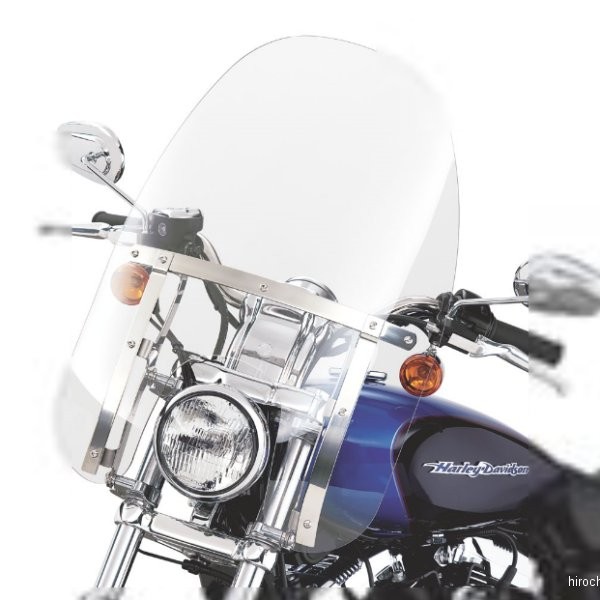 クイックリリース・コンパクト・ウインドシールド 88年以降 XL FXD クリア/ポリッシュ・ブレース 58063-04