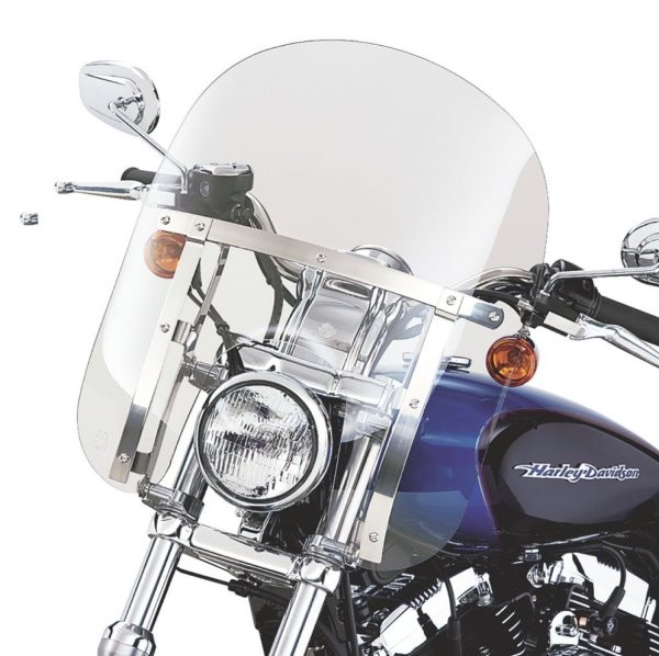 クイックリリース・コンパクト・ウインドシールド 88年以降 XL FXD ライトスモーク/ポリッシュ・ブレース 58602-04