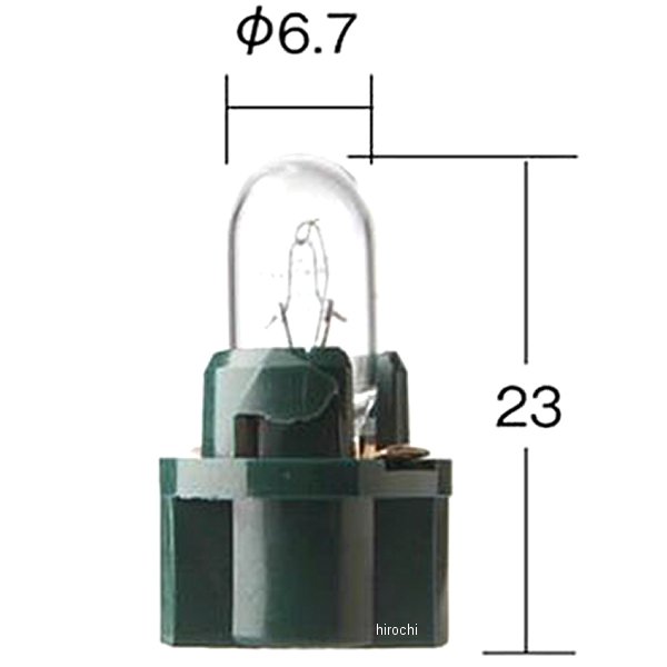 白熱バルブ 14V214mA T6.7 ウェッジ ソケットカラー 緑 10個入り