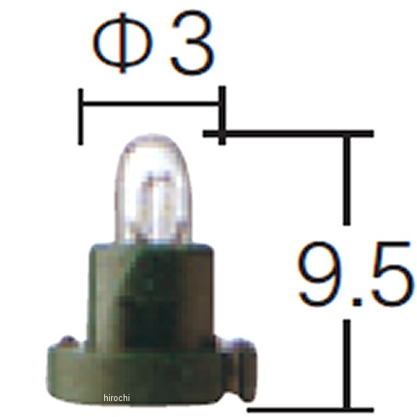 白熱バルブ T3 14V60mA ウェッジ ソケットカラー緑 10個入り