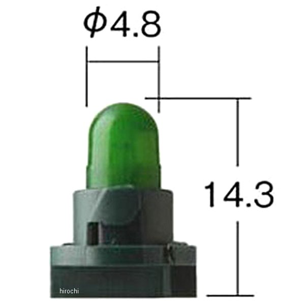白熱バルブ T4.8 14V80mA ウェッジ 緑 ソケットカラー緑 10個入り