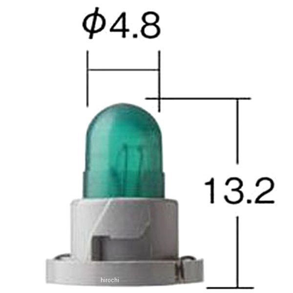 白熱バルブ T4.8 14V100mA ウェッジ 緑 ソケットカラー灰色 10個入り