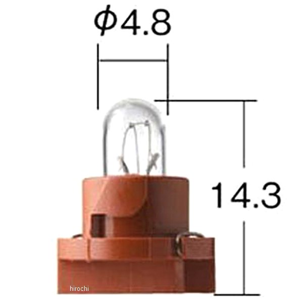 白熱バルブ T4.8 28V65mA ウェッジ ソケットカラー赤茶 10個入り