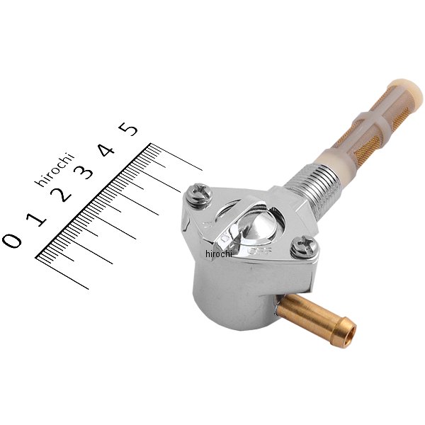 フューエル ペットコック 90° 1/4インチ NPT クローム