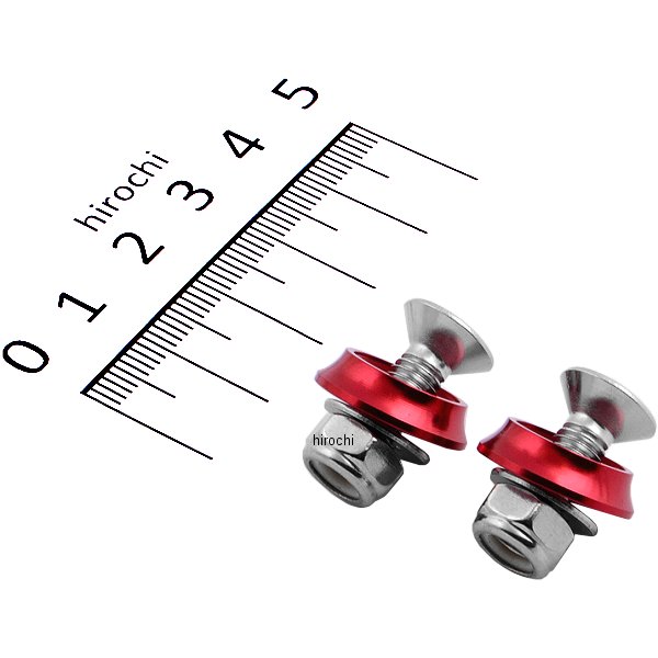 ナンバープレート固定ボルト/ナットセット ステンレス 赤