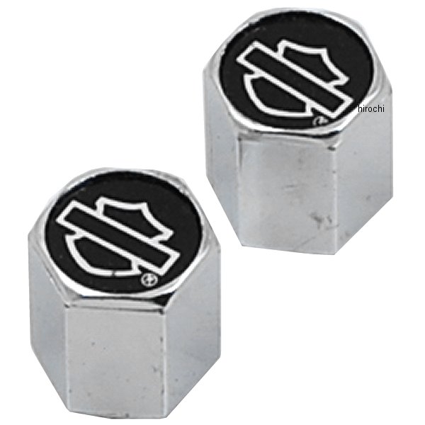 クローム・ABSバルブステムキャップ バー＆シールドロゴ 黒/白 4個入り 41145-97