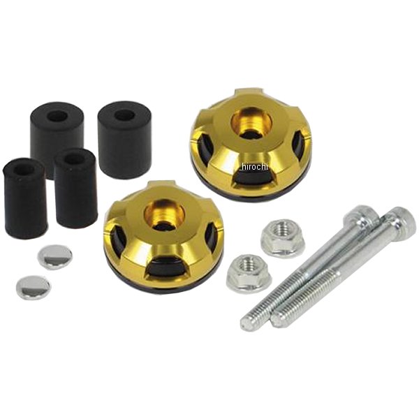 2ピースハンドルバーエンド 汎用 黒/ゴールド