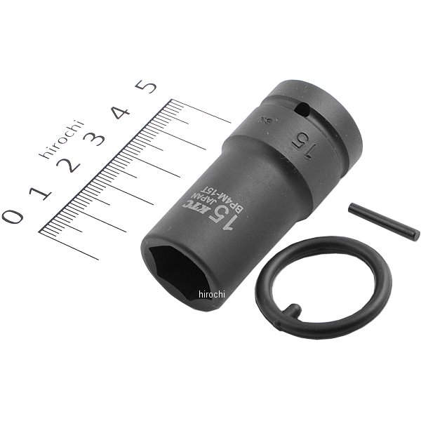 12.7sq インパクトレンチ用ソケット(セミディープ薄肉) ピン・リング付 15mm
