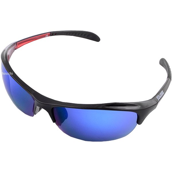 サングラス 黒/赤 フリーサイズ ブルーミラーレンズ