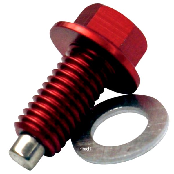 オイル ドレンボルト 磁石付き 06年-12年 KX450F 10mmX1.5X22mm 赤