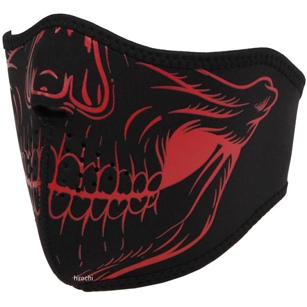 ハーフフェイスマスク ネオプレン スカル 赤 フリーサイズ