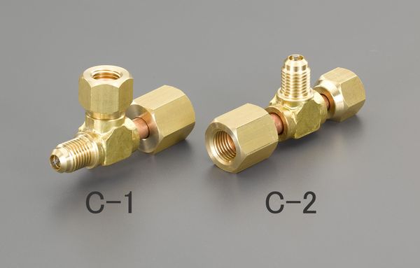 F1/4"xF1/4"xF5/16"T型ゲージアダプター