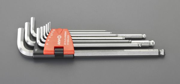 1.5-10.0mm/9本組[Hex]キーレンチ(ロング/ステンレス製)