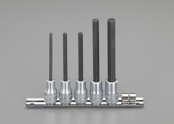 3/8"sq/5個組 [Hex]ロングビットソケット